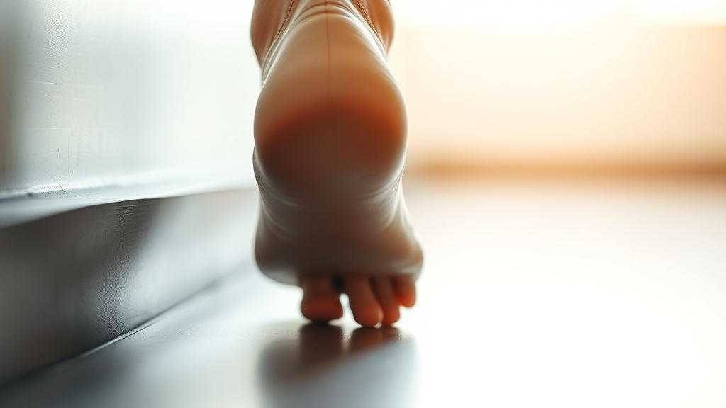 인도와 차도 사이의 턱이나 문지방 같은 작은 단차를 넘는 발의 움직임